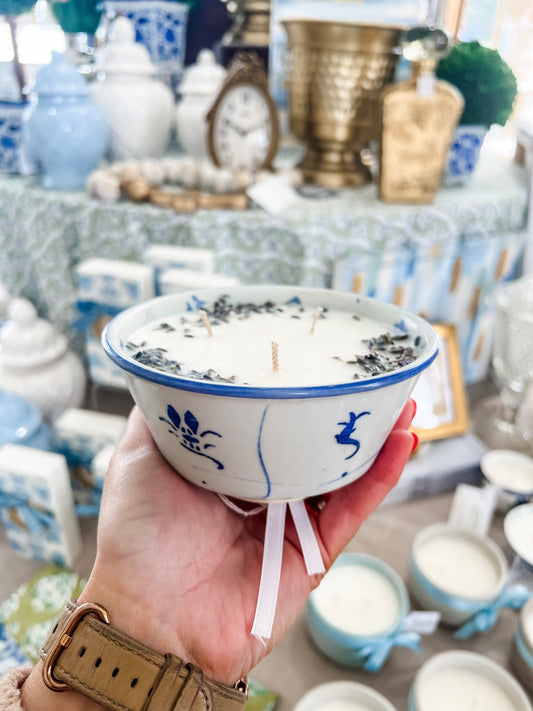 Lavender Garden Vintage Blue and White Rice Bowl