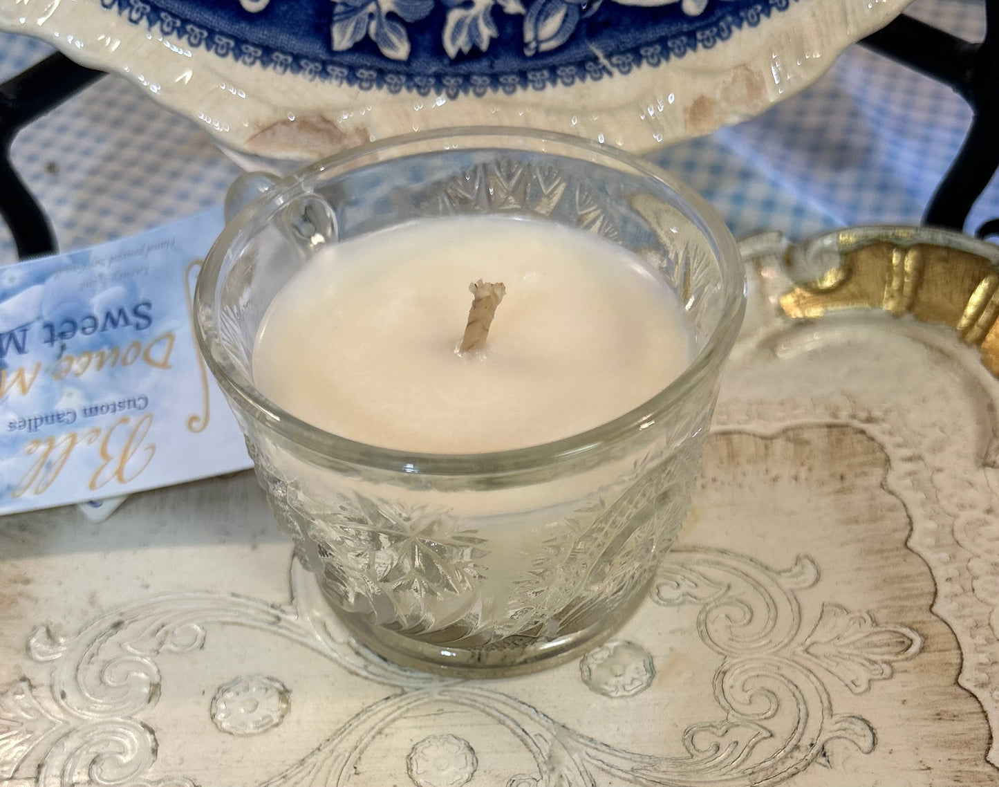 Douce Madeline “Sweet Madeline” in vintage glass tea cup