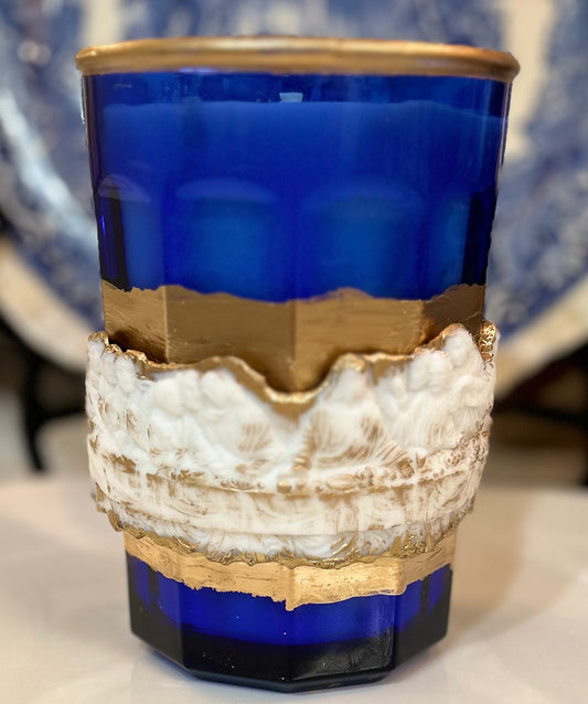 Last Supper Intaglio on Vintage blue glass