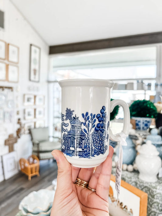 My Heart blue and white mug