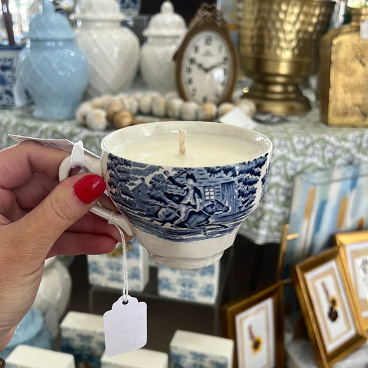 My Heart blue and white tea cup